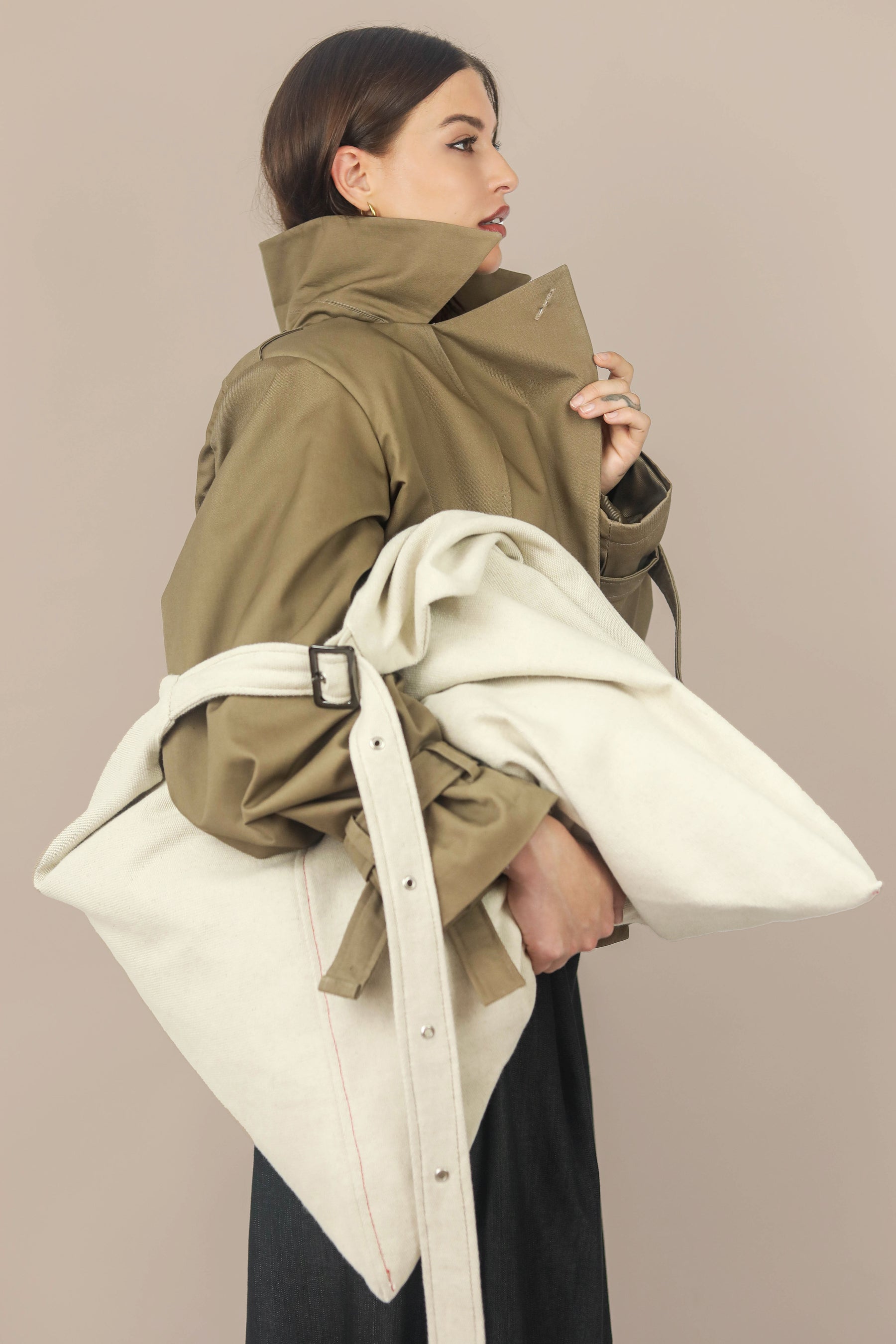 Veľký ľanový shopper bag s nastaviteľným ramienkom